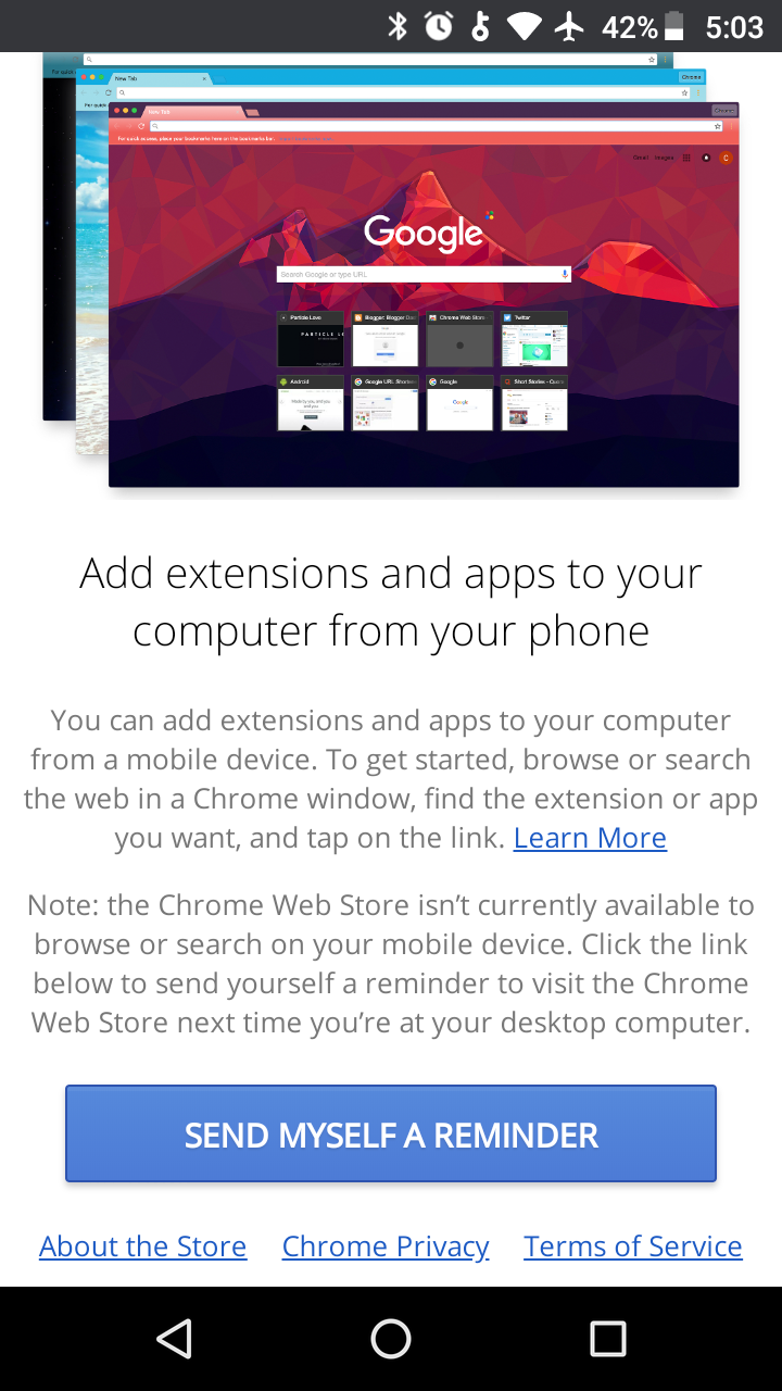 Add Desktop Chrome Extensions from Android